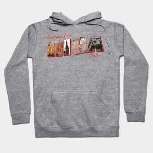 Greetings from Riga in Latvia Vintage style retro souvenir Hoodie